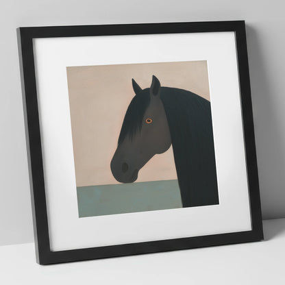 The Charcoal Profile horse breed art print in black frame