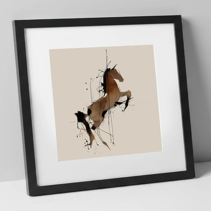 Rearing Spirit horse portrait art print in black frame