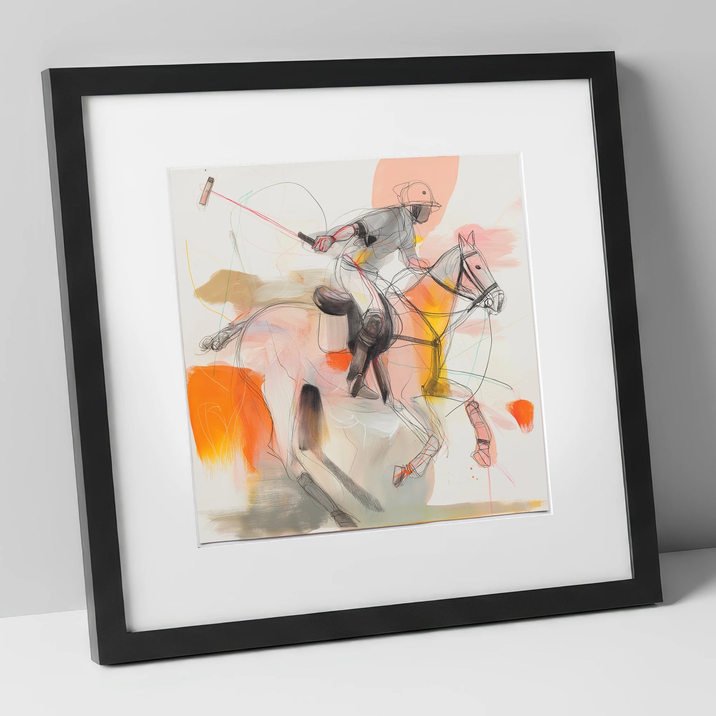 Dynamic Polo Swing polo horse art print in black frame