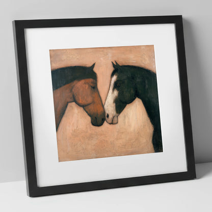 Kindred Spirits horse portrait art print in black frame