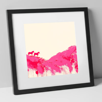 Magenta Ridge horse landscape art print in black frame