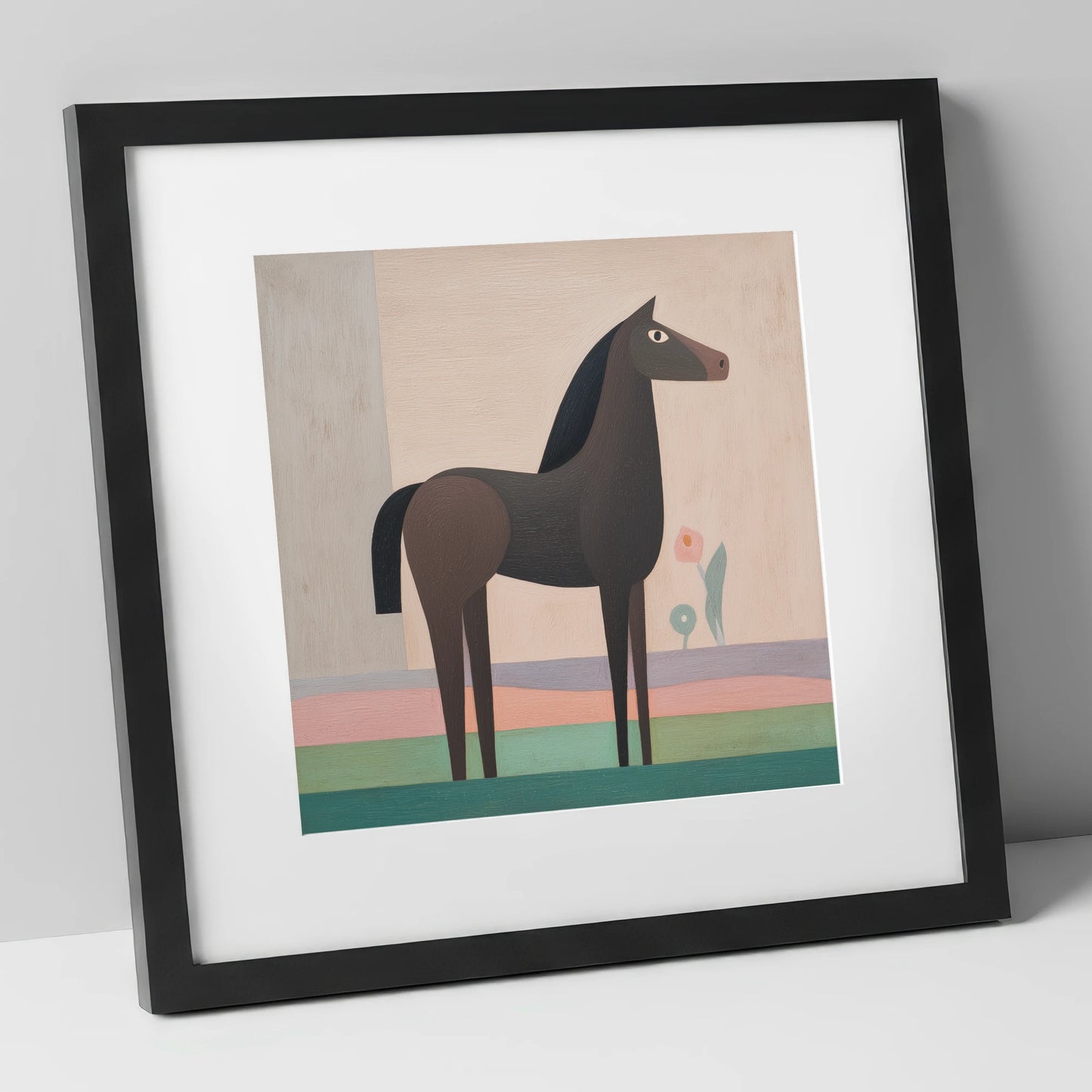 Modernist Equine Profile horse breed art print in black frame