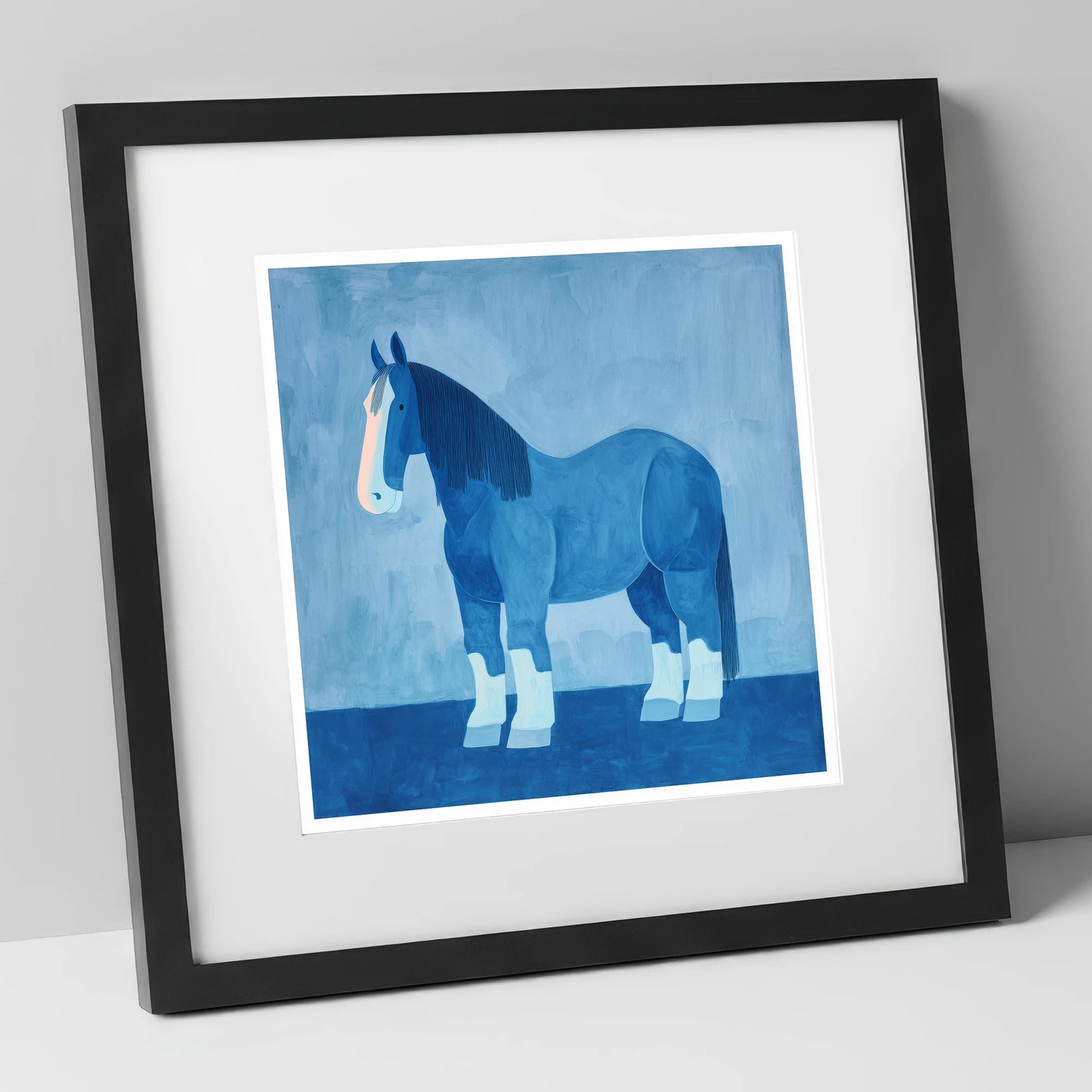 The Blue Heavy Horse horse breed art print in black frame