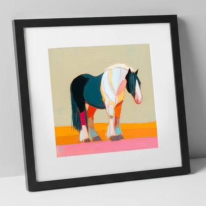 Vivid Spirit of the Cob working horse art print in black frame
