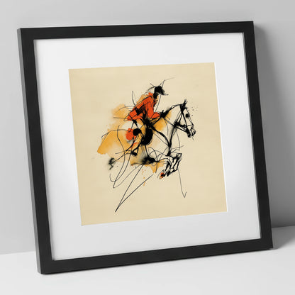 Vivid Leap show jumping horse art print in black frame