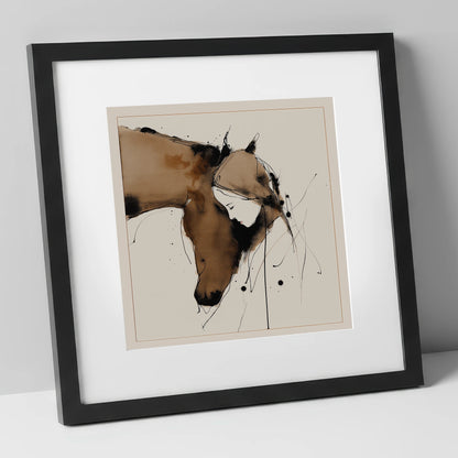 Unspoken Harmony horse & rider art print in black frame
