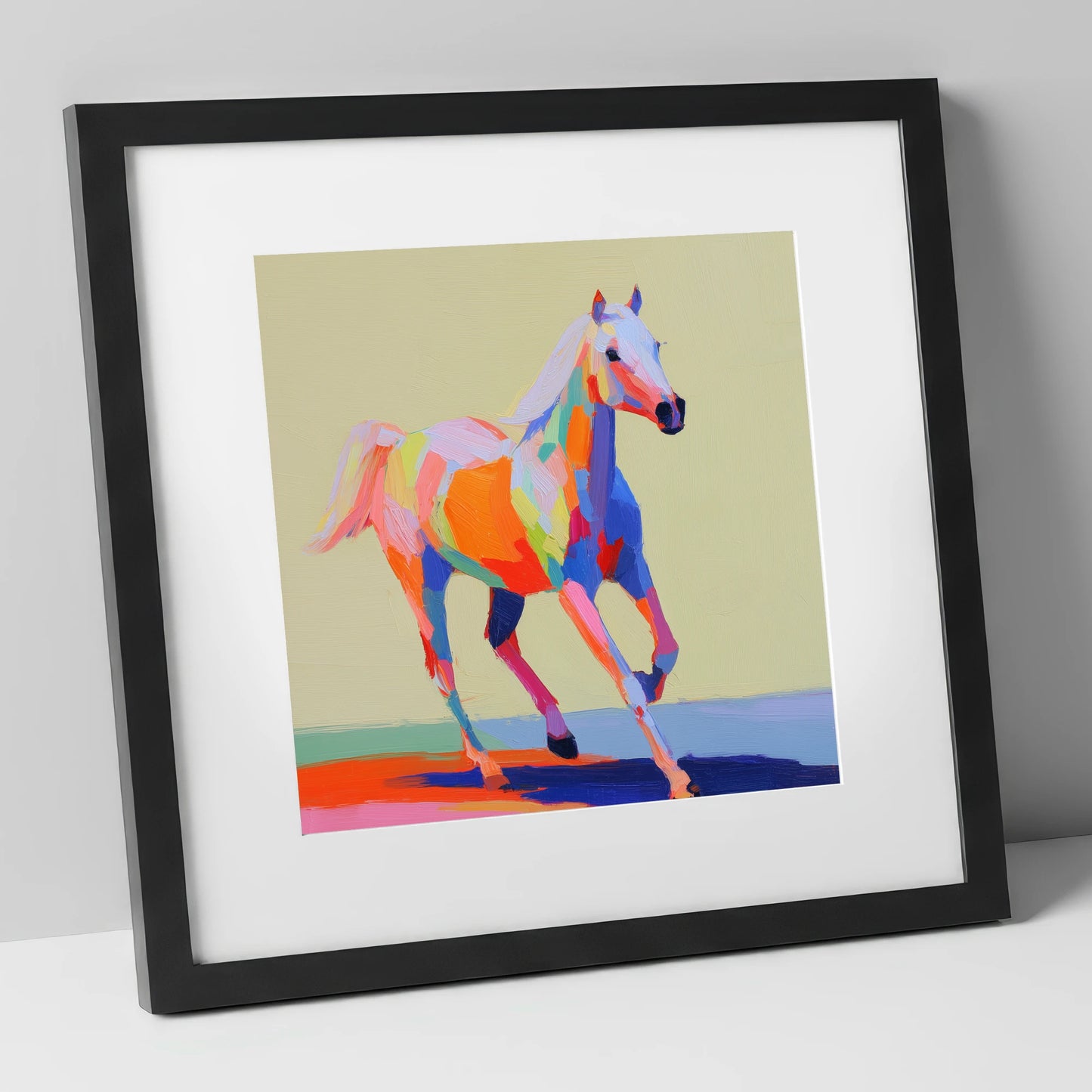 Prismatic Canter horse breed art print in black frame