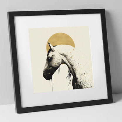 Gilded Equine Profile horse breed art print in black frame