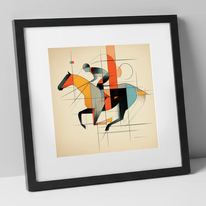 Geometric Racing Form racing horse art print in black frame