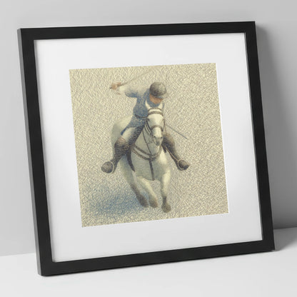 Midfield Precision polo horse art print in black frame