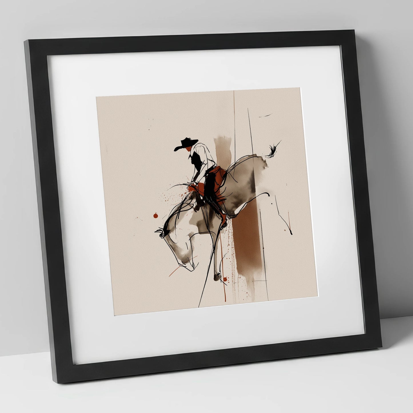 Raw Western Energy western horse art print in black frame