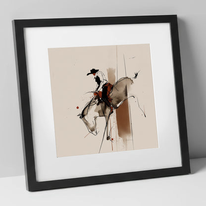 Raw Western Energy western horse art print in black frame