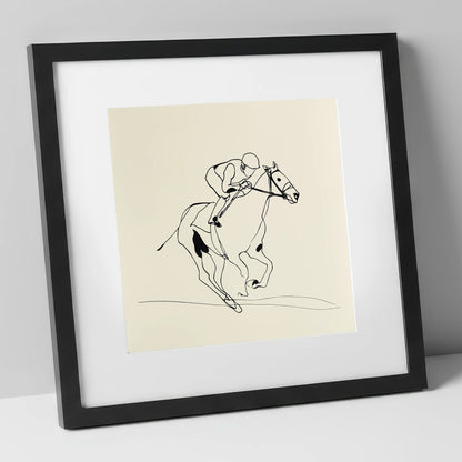 Elegant Racing Lines racing horse art print in black frame