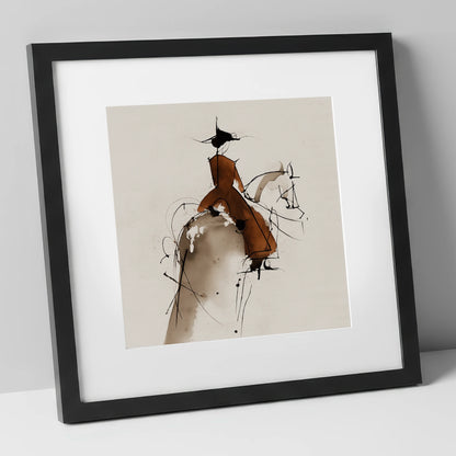 Classical Harmony horse & rider art print in black frame