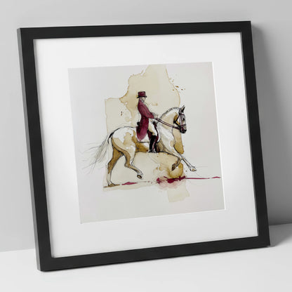 Collected Elegance dressage horse art print in black frame
