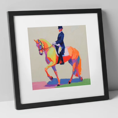 Vivid Dressage Rhythm dressage horse art print in black frame