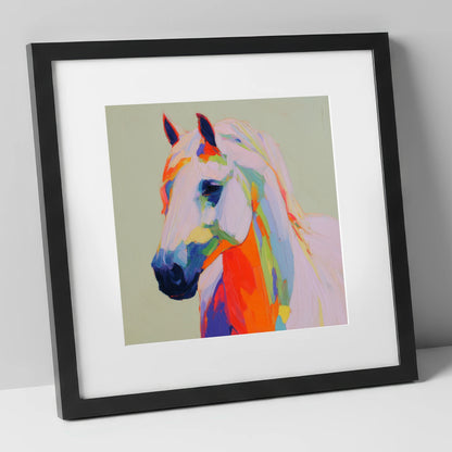 Vivid Equine Profile horse breed art print in black frame