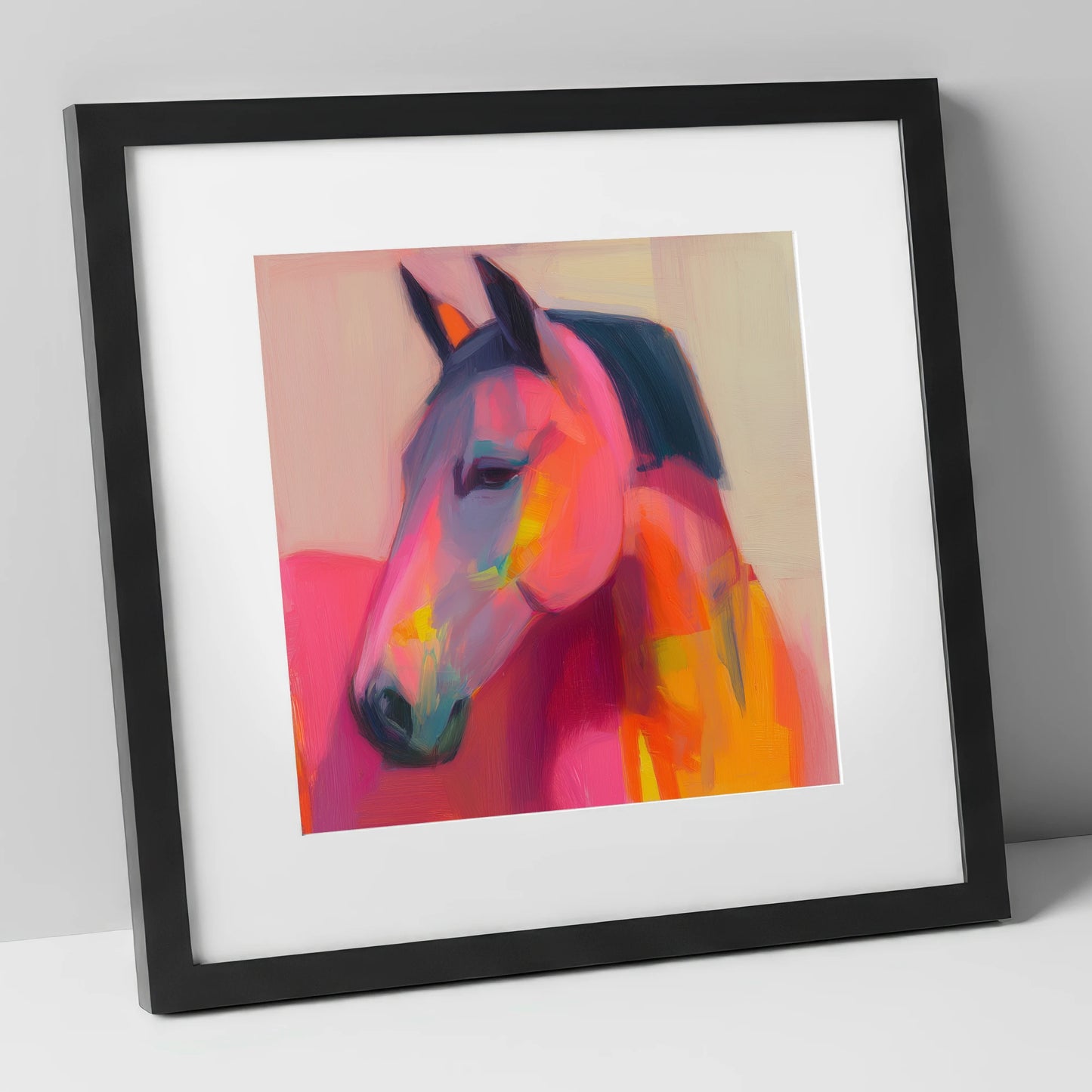 Painted Passion horse portrait art print in black frame