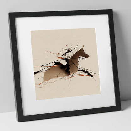 Velocity in Sepia racing horse art print in black frame