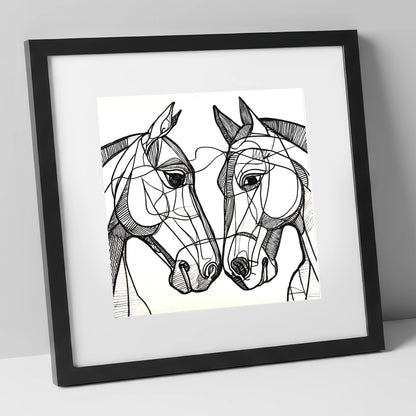 Structural Equine Bond horse portrait art print in black frame