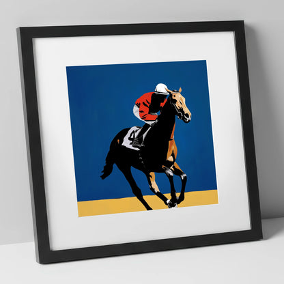 Gallop in Scarlet racing horse art print in black frame