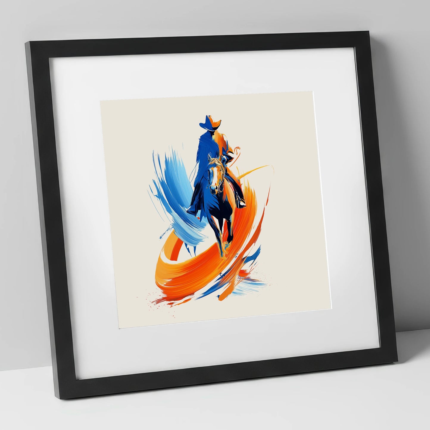 Riding the Painted Wind western horse art print in black frame