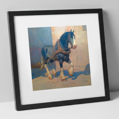 Strength in Harness horse breed art print in black frame