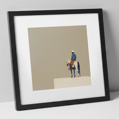 The Quiet Frontier western horse art print in black frame