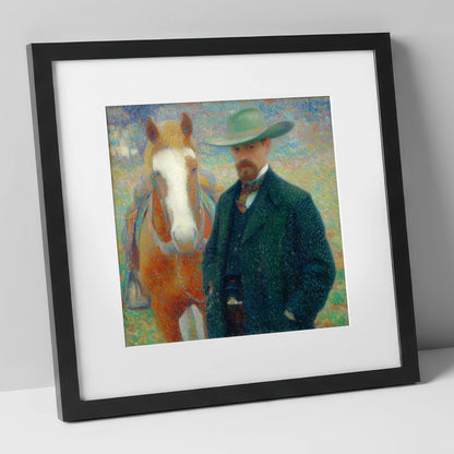 The Western Horseman western horse art print in black frame