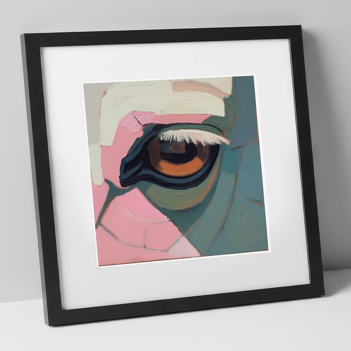 The Gentle Observer horse portrait art print in black frame