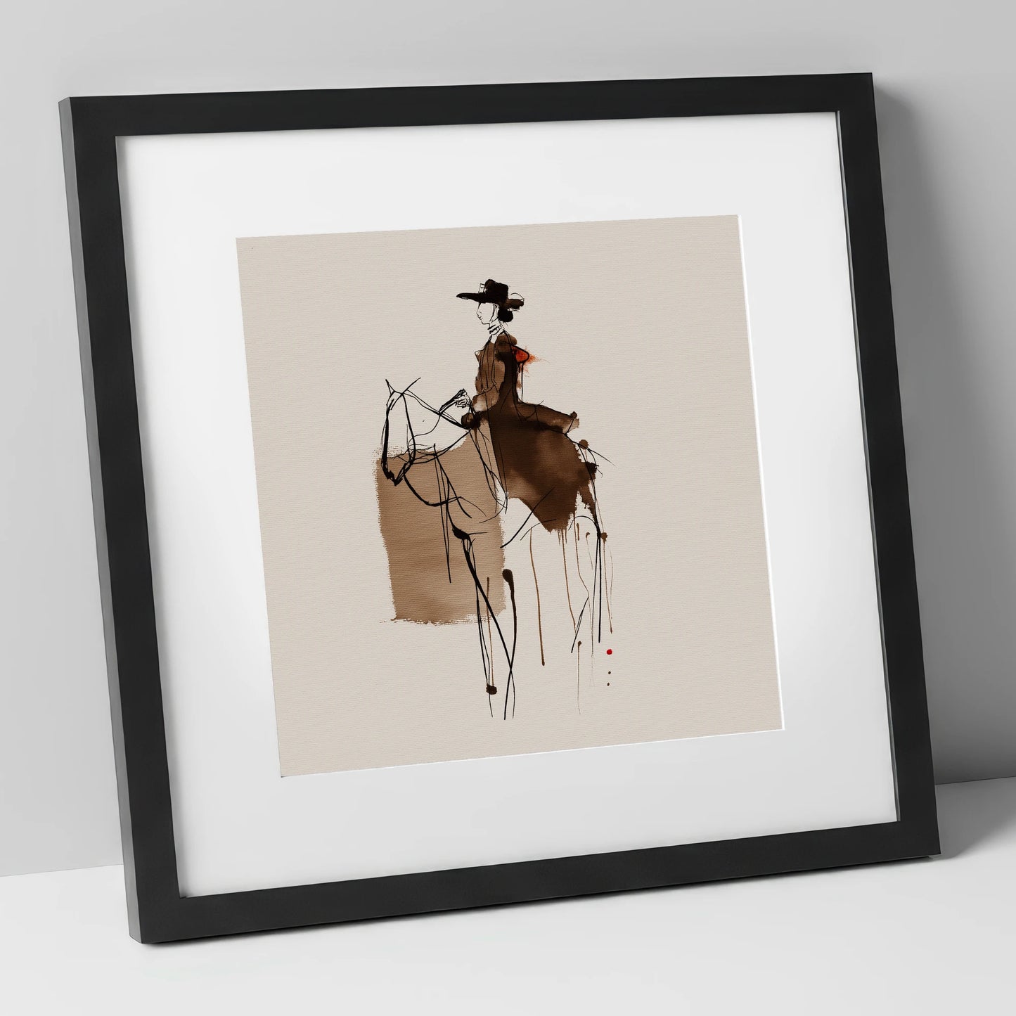 Timeless Western Rider western horse art print in black frame