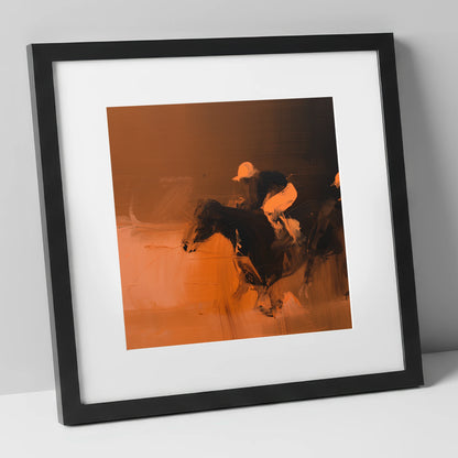 Amber Sprint racing horse art print in black frame