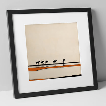 The Long Hack Home horse landscape art print in black frame
