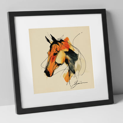 Amber Spirit Equine Portrait horse portrait art print in black frame
