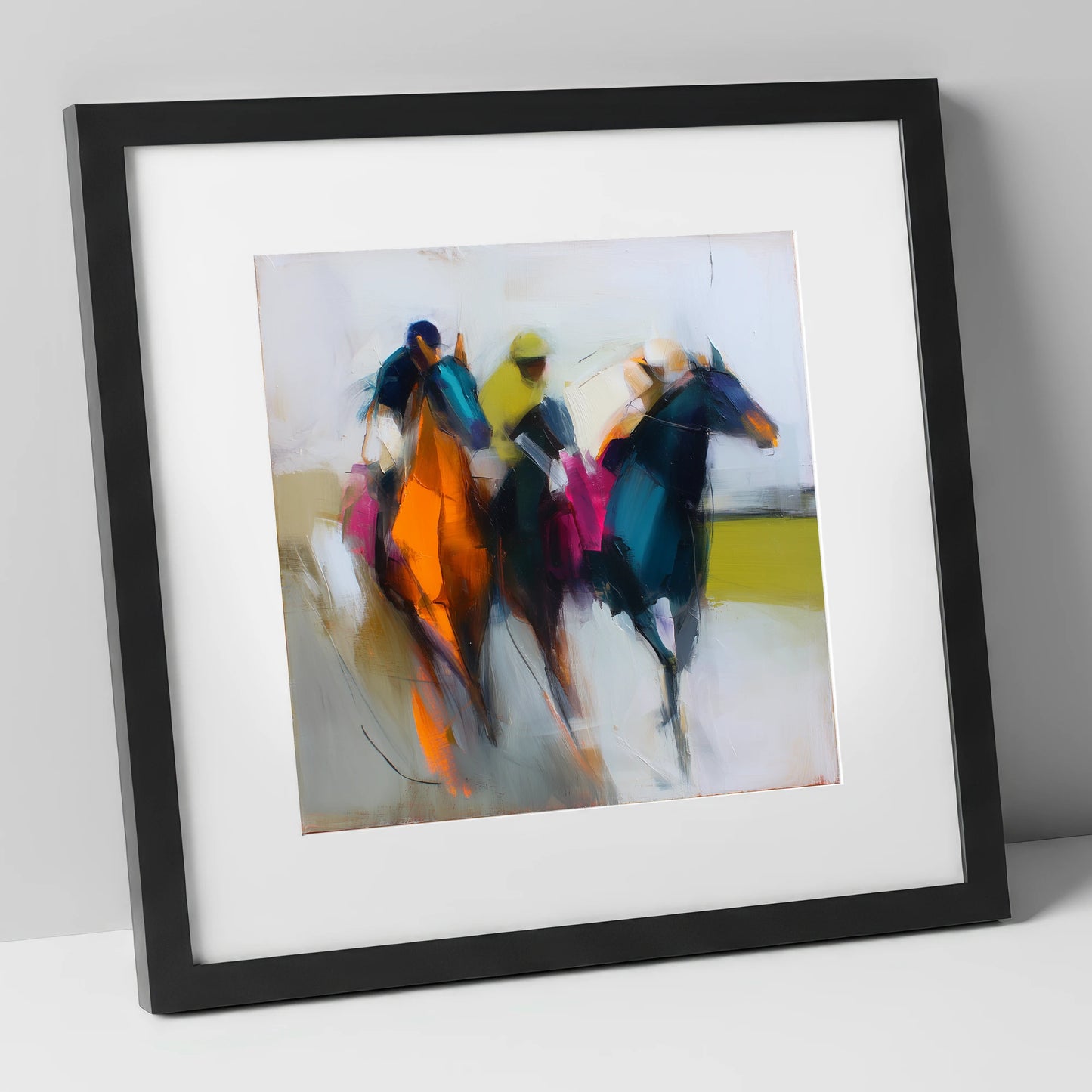 The Colour of Speed racing horse art print in black frame
