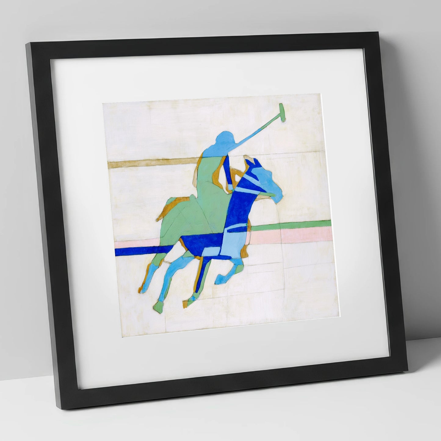 Dynamic Azure Polo polo horse art print in black frame