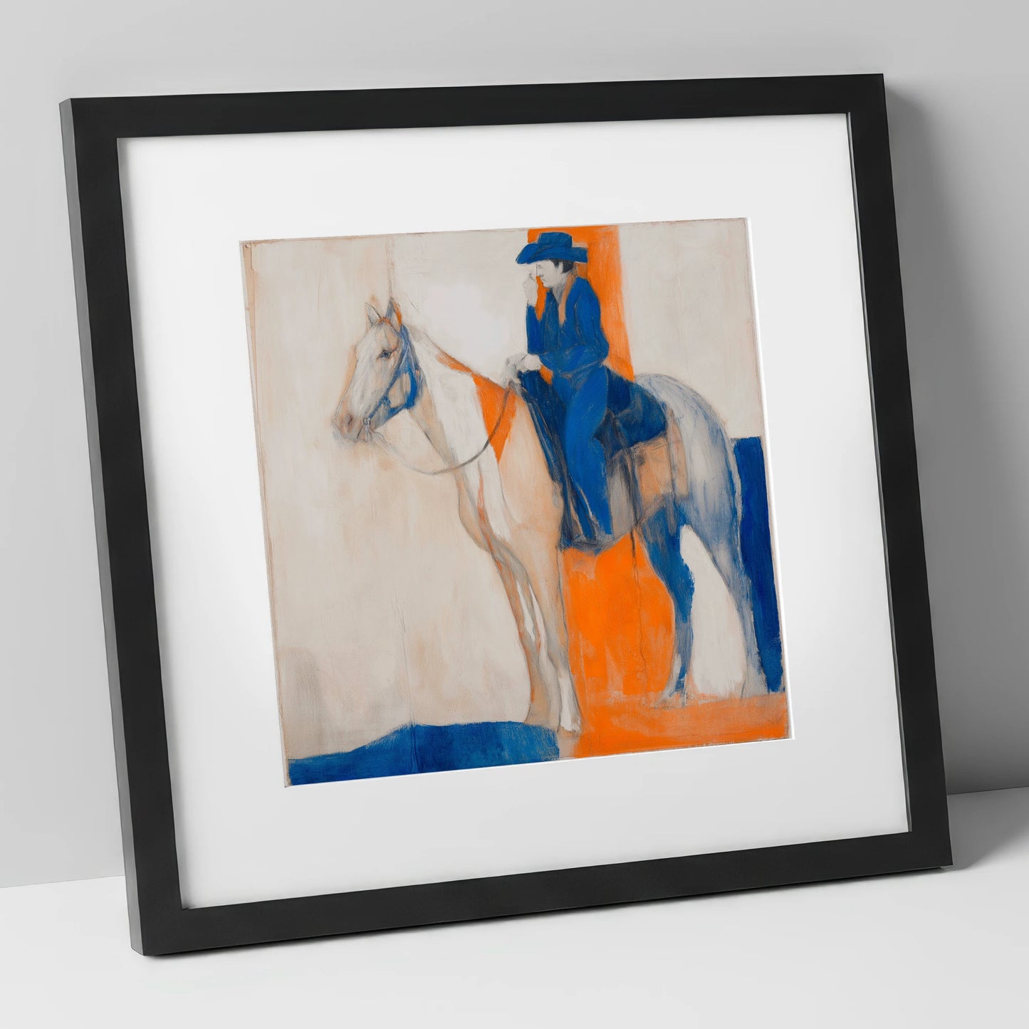 Ultramarine Western Rider western horse art print in black frame