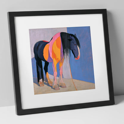 Vibrant Abstract Heavy Horse horse breed art print in black frame