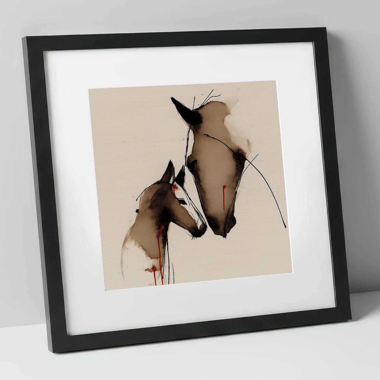 Unbreakable Bond mare & foal art print in black frame