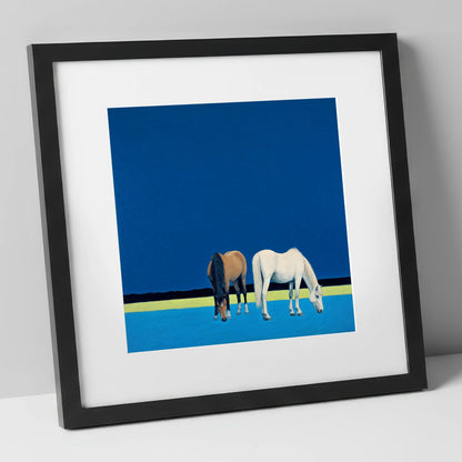 Cobalt Pastures horse landscape art print in black frame