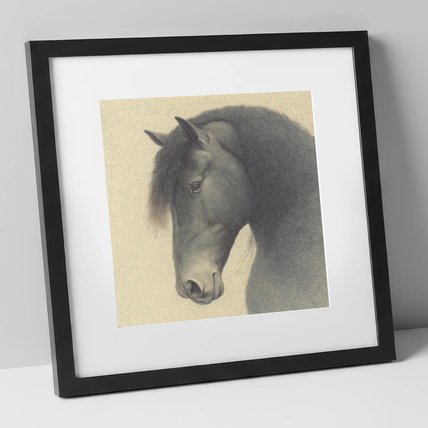 Quiet Nobility horse breed art print in black frame