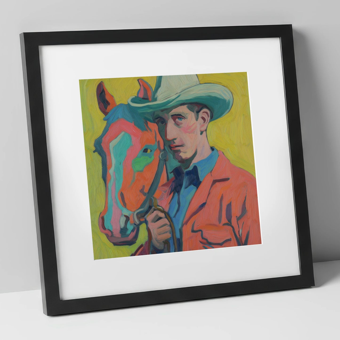Vivid Western Companion western horse art print in black frame