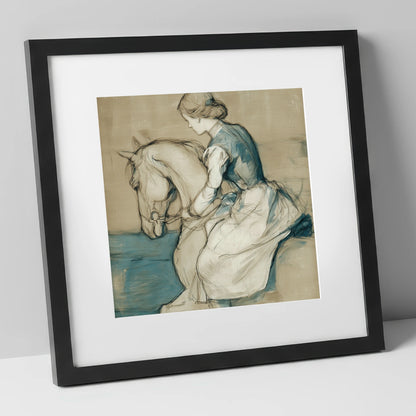A Quiet Harmony horse & rider art print in black frame