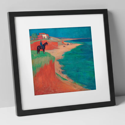 The Coastal Vantage horse landscape art print in black frame
