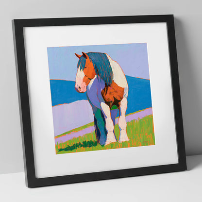 Vibrant Coloured Heavy Horse horse breed art print in black frame