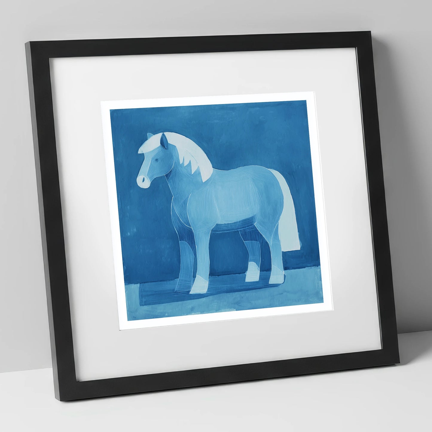 Cobalt Native Pony horse breed art print in black frame