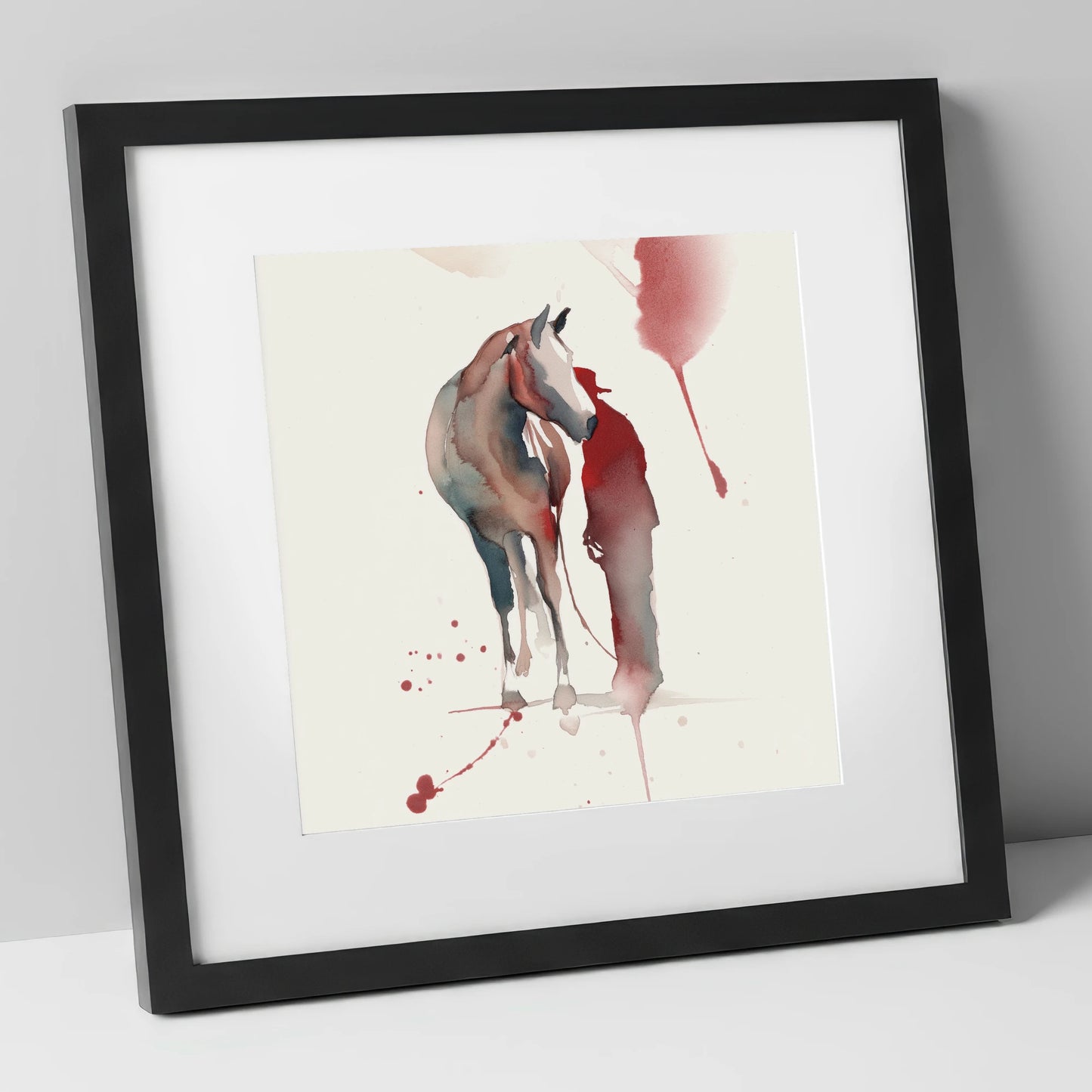 The Quiet Bond horse & rider art print in black frame