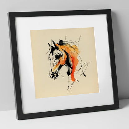 Amber Vitality horse portrait art print in black frame