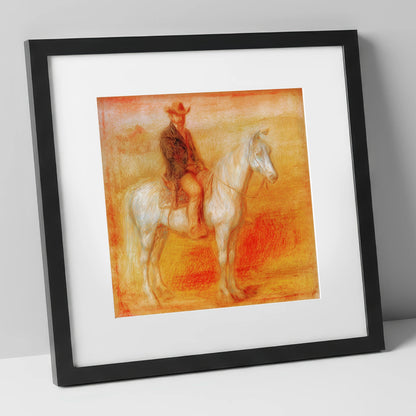 Sunbaked Western Silence western horse art print in black frame