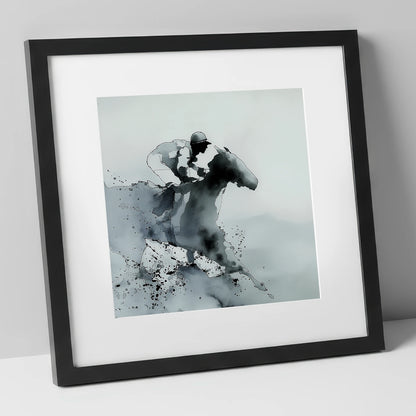 Shadows of the Track racing horse art print in black frame